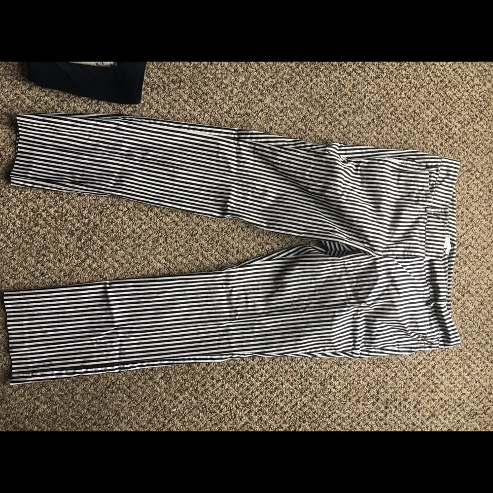 White & Black Stripped Dress Pants